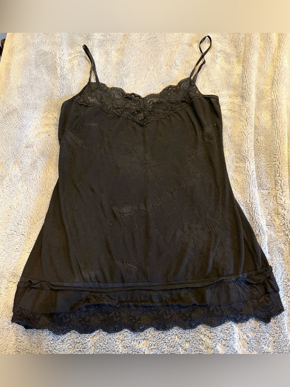 Charlotte Russe Black Lace-Trim Camisole